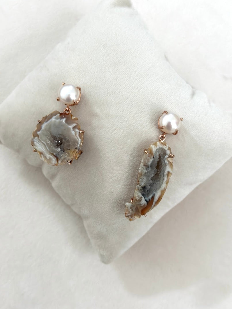 PEARL DRUZY DROP - ROSE GOLD