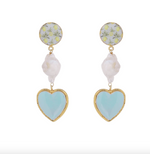 Load image into Gallery viewer, LIME HEART PEARL EARRINGS
