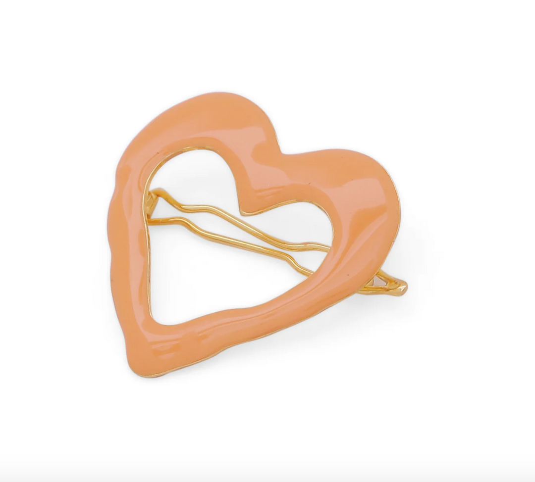 HEART HAIR CLIP - SALMON