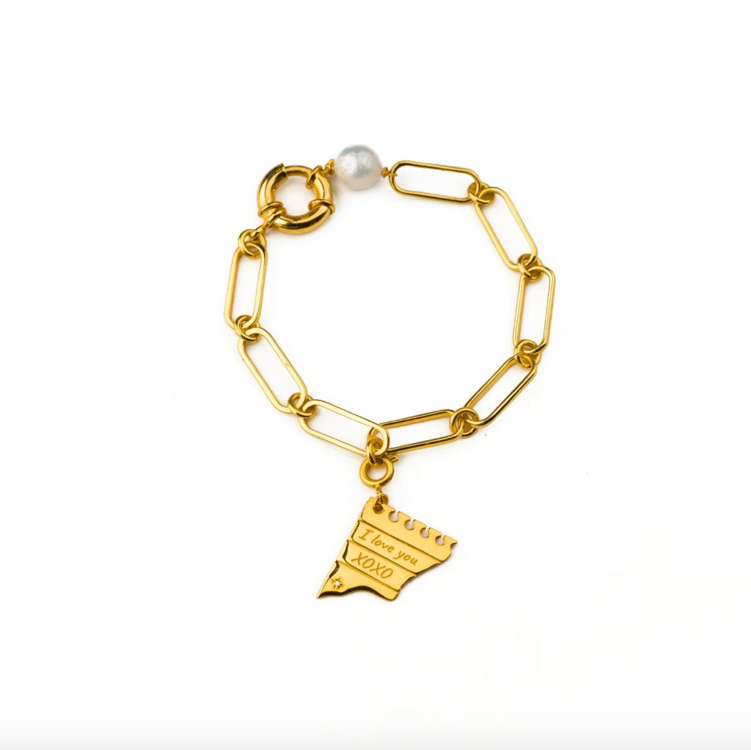 I LOVE YOU MINI PAPER CLIP DIARY NOTE CHARM BRACELET