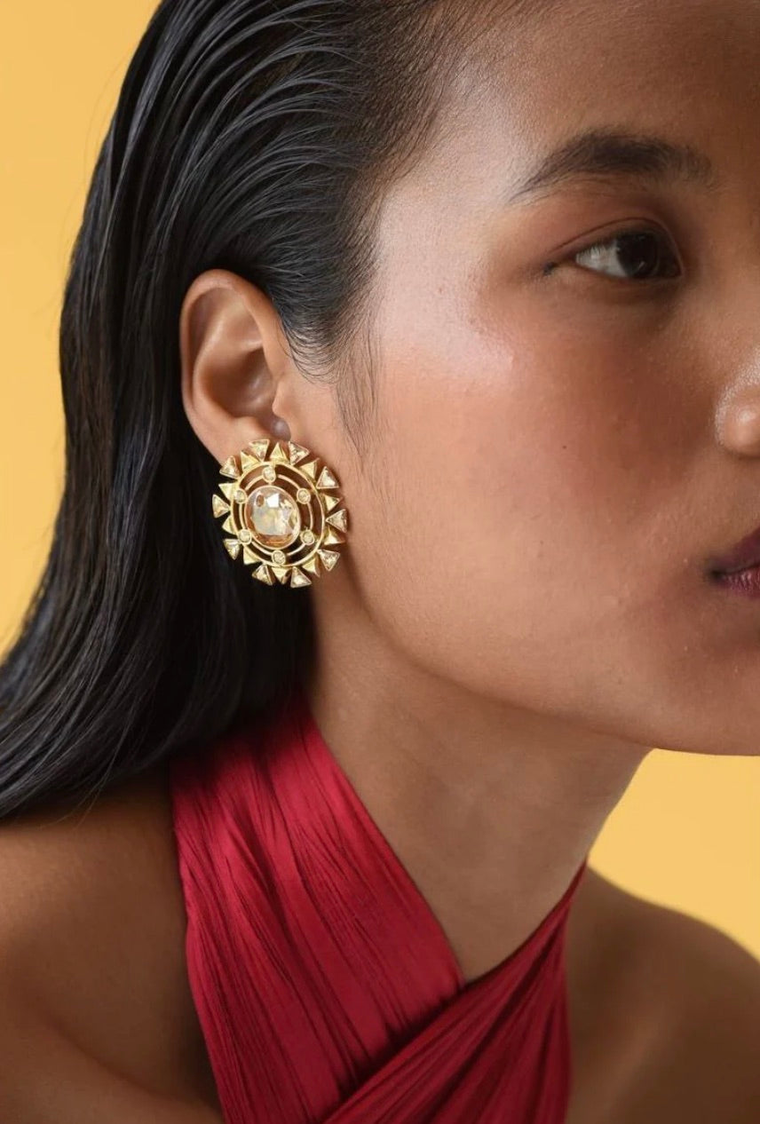 SETTING SUN: ROUND, MYSTICAL AND GRAND SWAROVSKI EAR STUDS