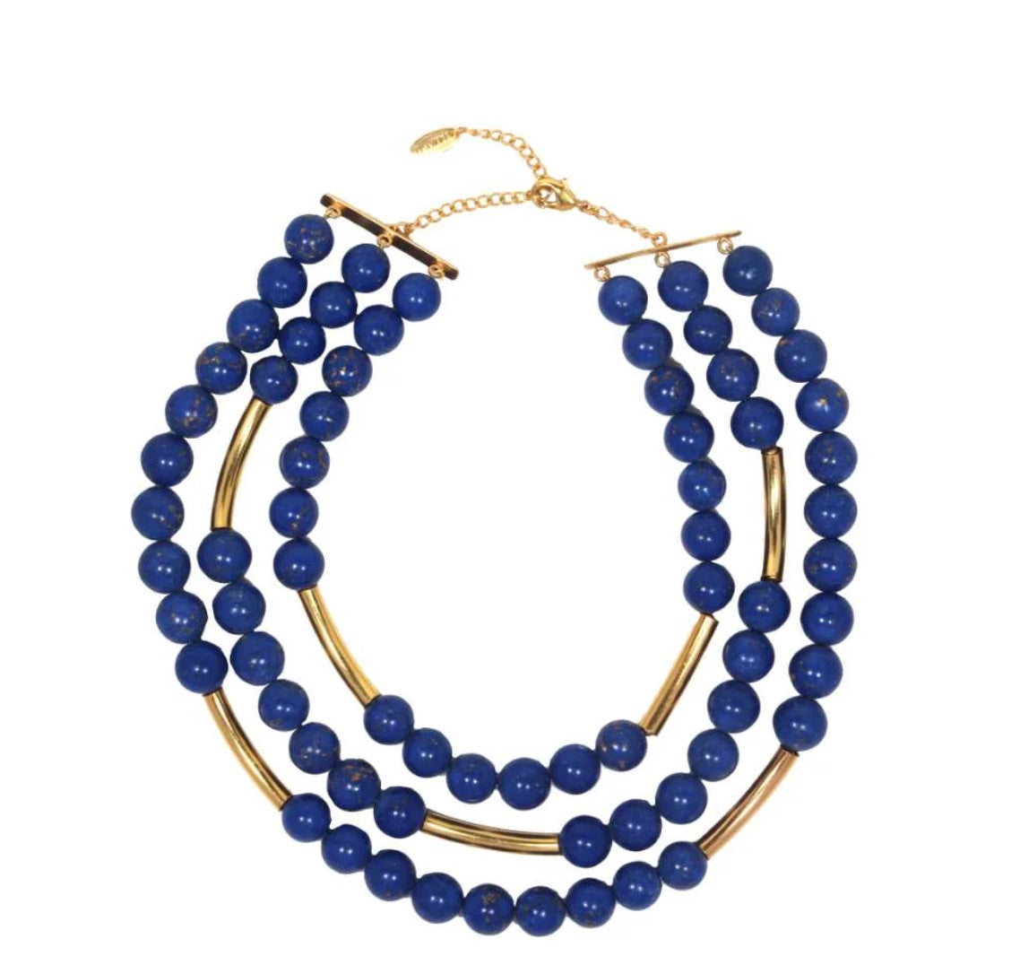 BOHÊME BEADS LAPIS LAYERED NECKLACE