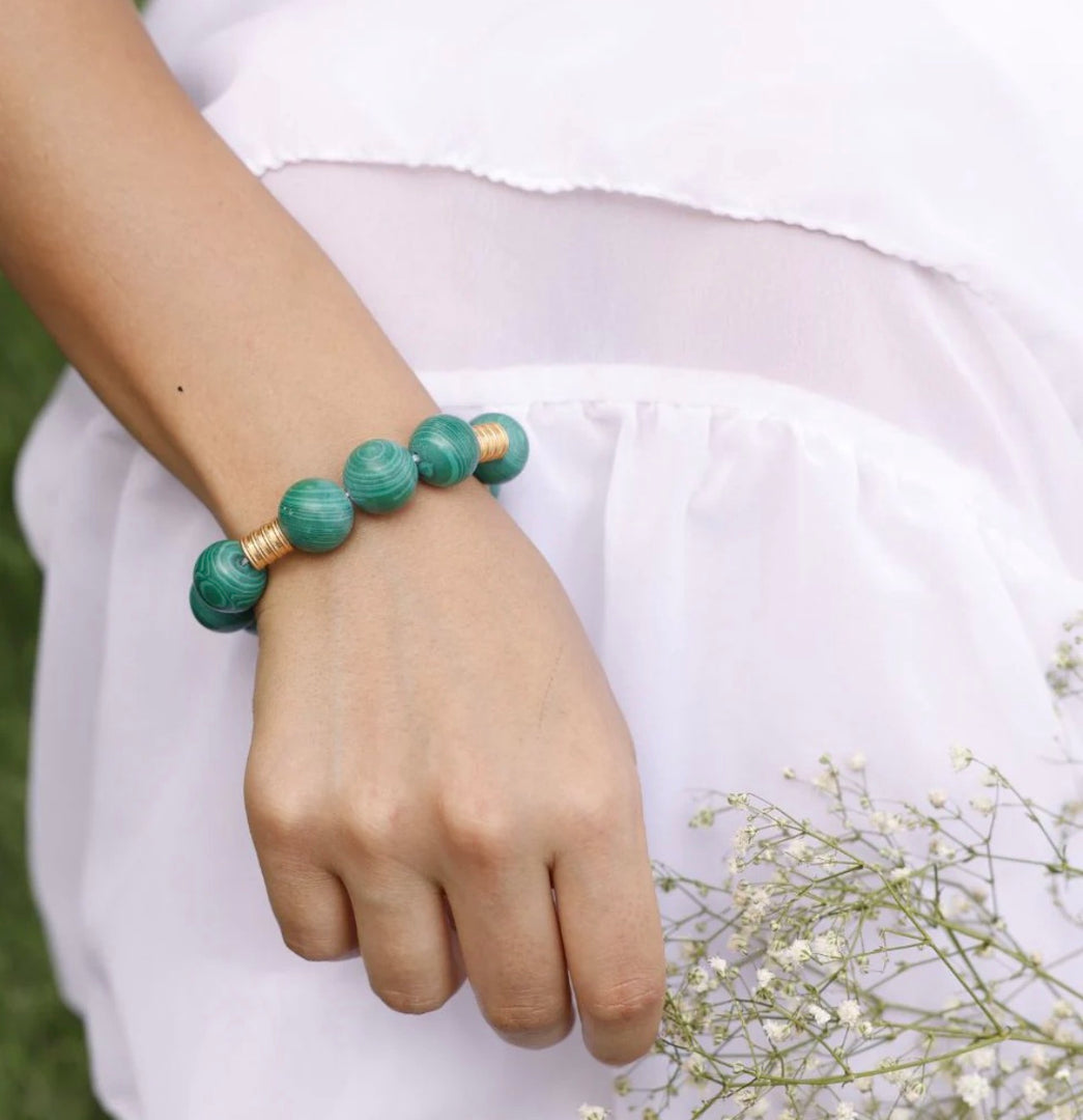 BOHÊME BEADS MALACHITE BALL BRACELET