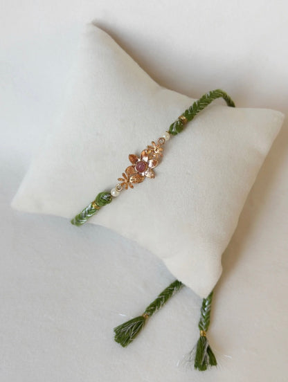 BLOOMING RAKHI ROSE GOLD AND GREEN