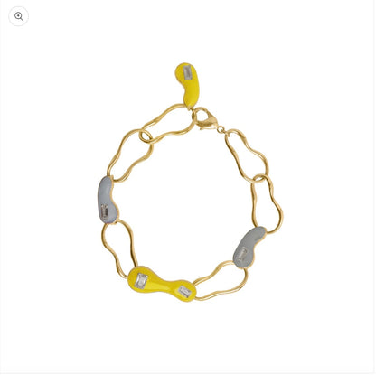 YELLOW GREY BLOB LINK BRACELET