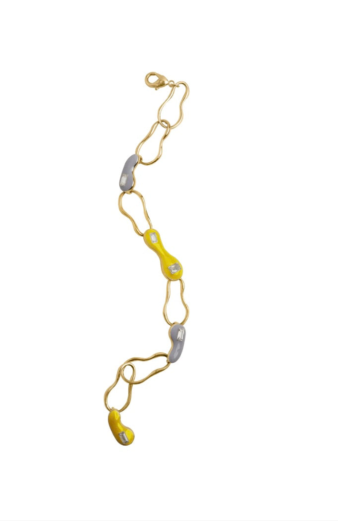 YELLOW GREY BLOB LINK BRACELET