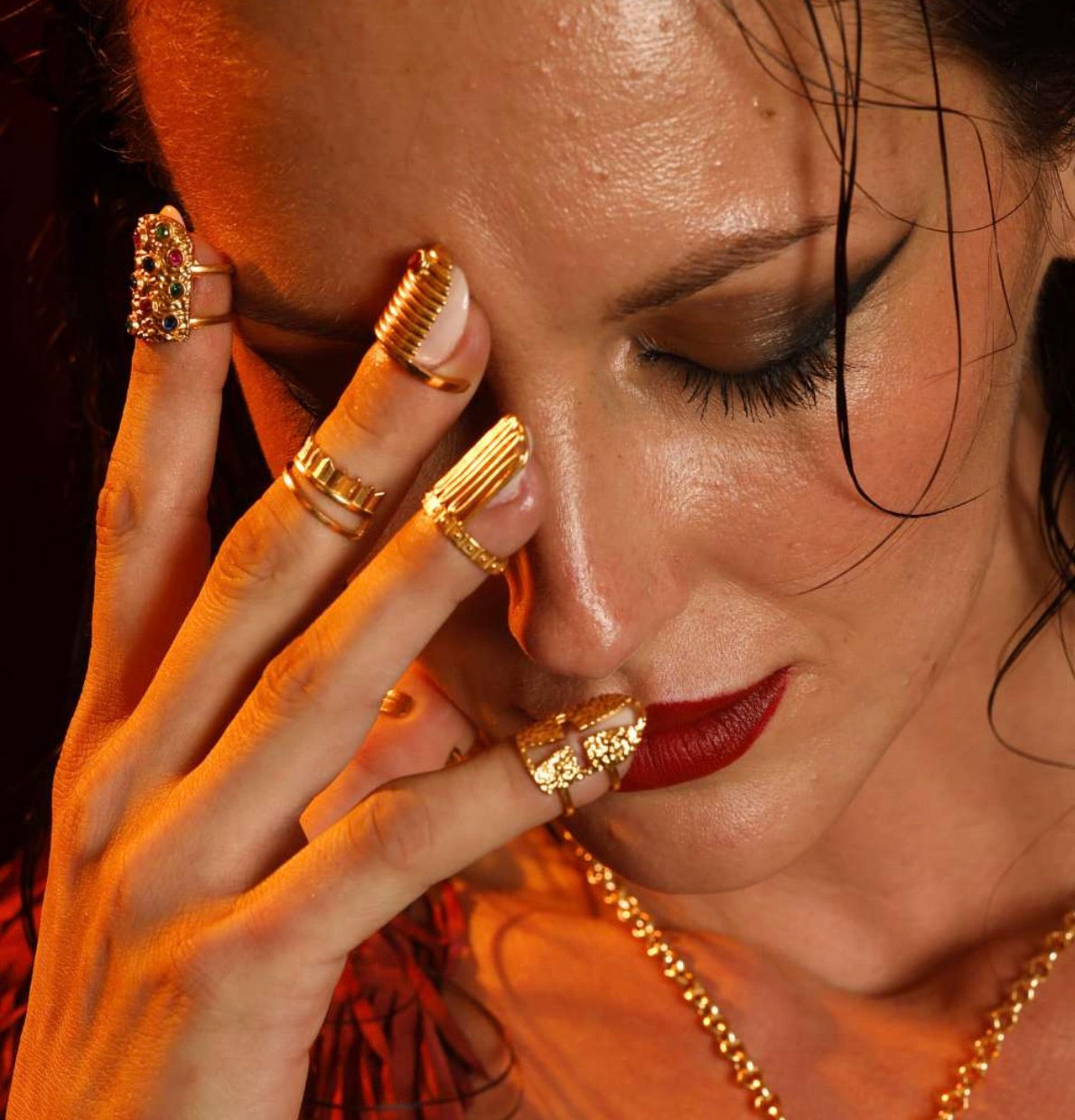 THE MARIA STUDDED NAIL RING SET