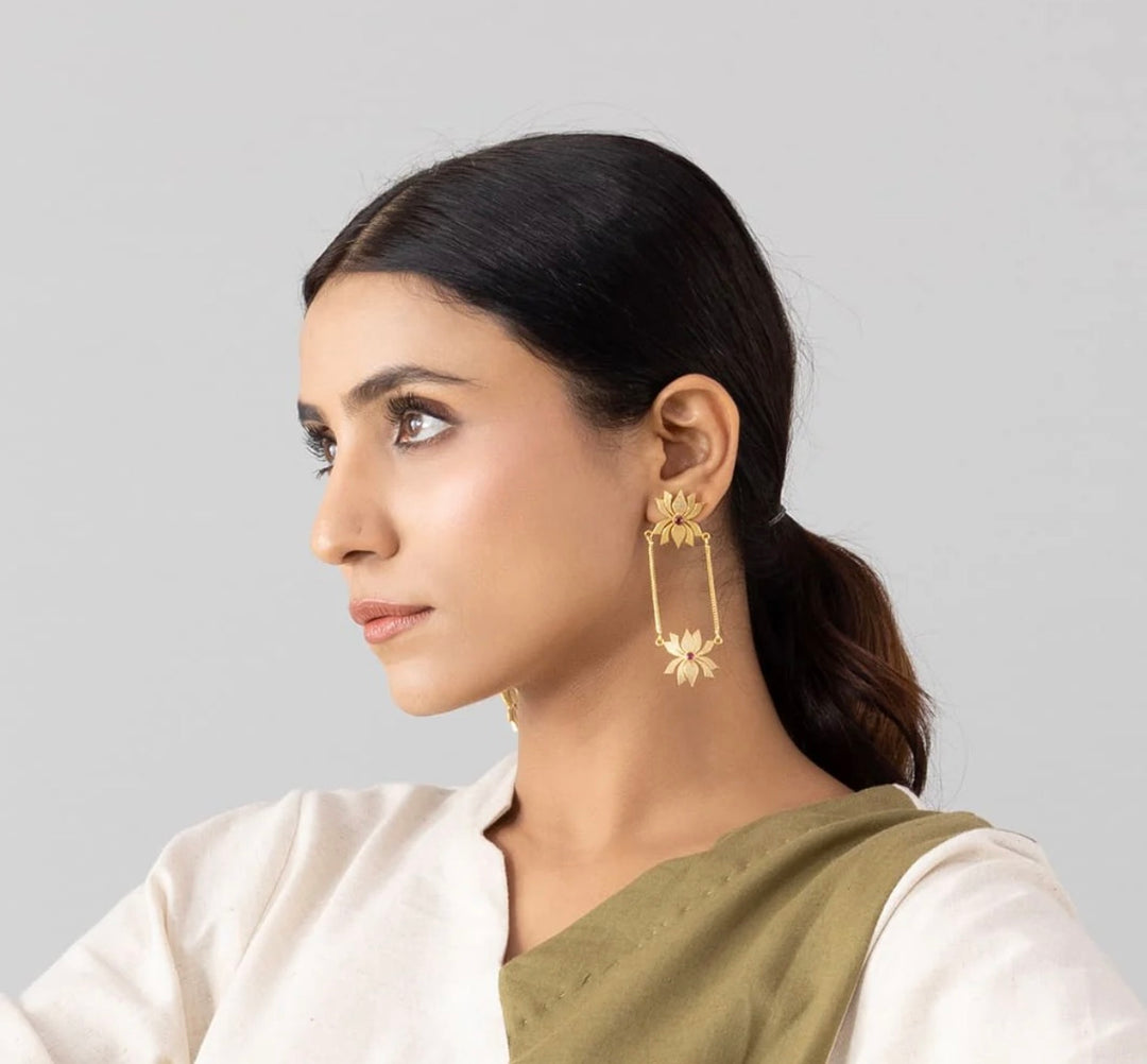 KAMAL LOTUS GOLD EARRINGS