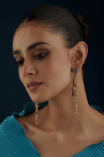 Load image into Gallery viewer, MIRROR GOLD BRICK QABEELA EARRINGS
