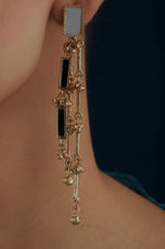 Load image into Gallery viewer, MIRROR GOLD BRICK QABEELA EARRINGS
