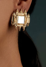 Load image into Gallery viewer, MIRROR FORT STUD EARRINGS
