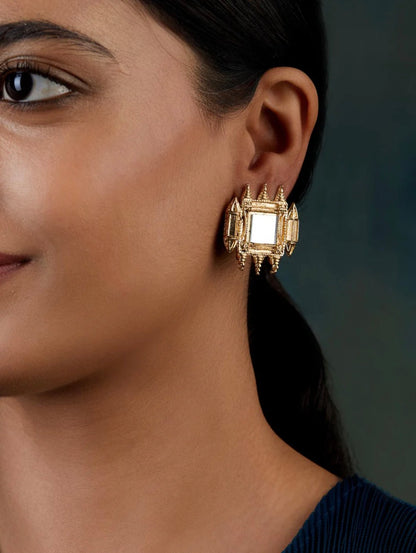 MIRROR FORT STUD EARRINGS