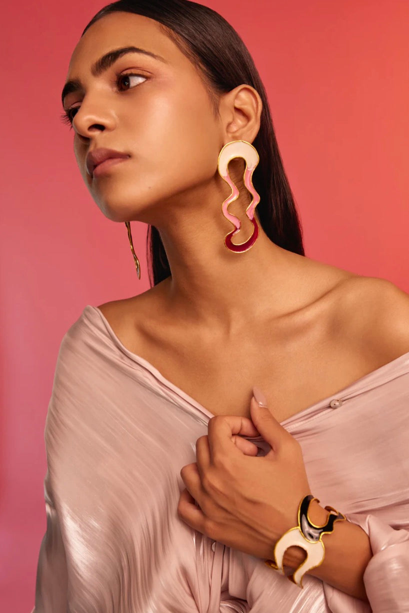 OMBRE RIVER EARRING - BURGUNDY & PINK