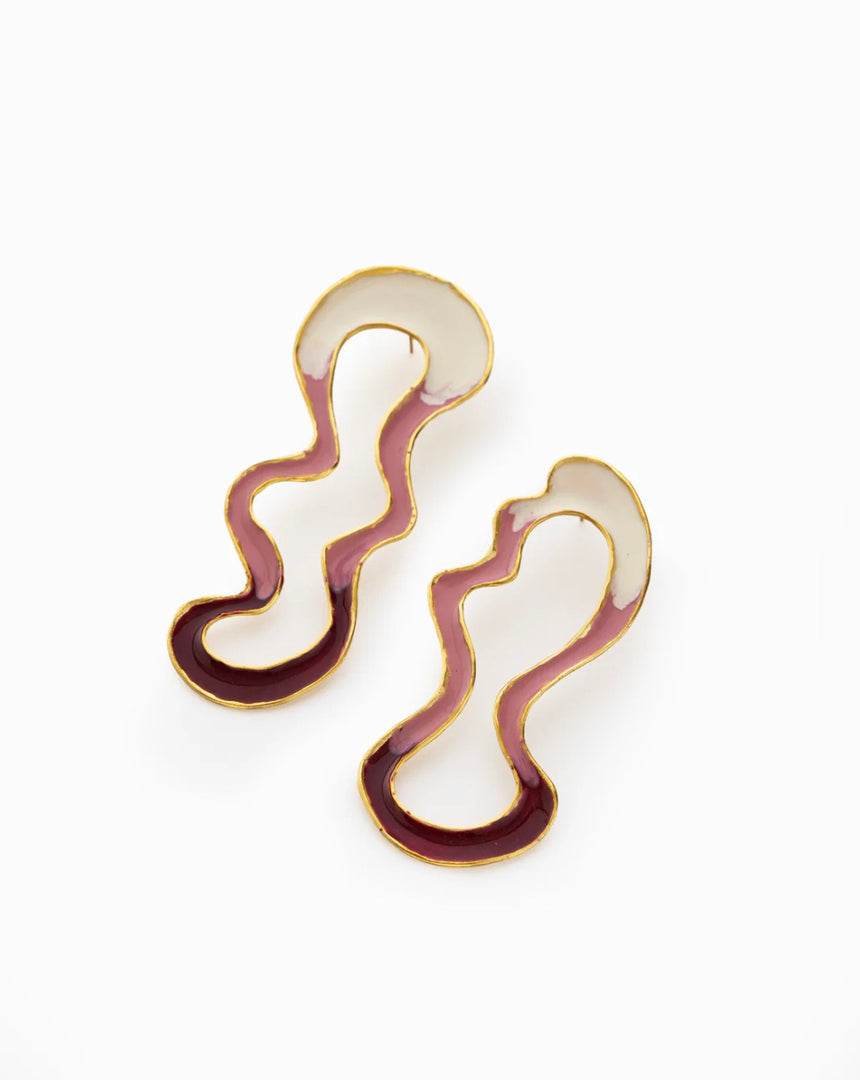 OMBRE RIVER EARRING - BURGUNDY & PINK