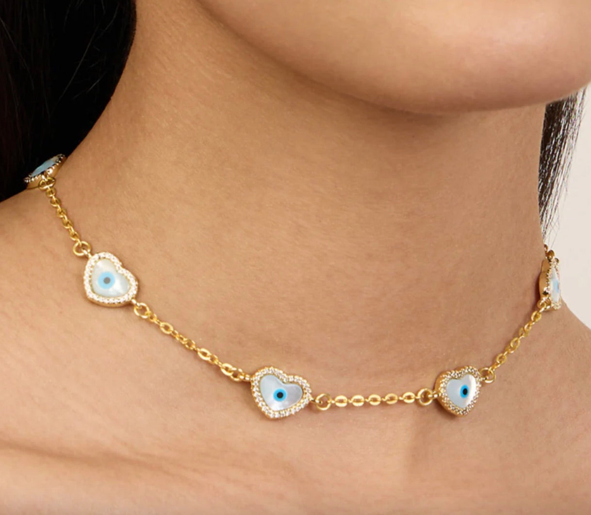 EVIL EYE HEART NECKLACE