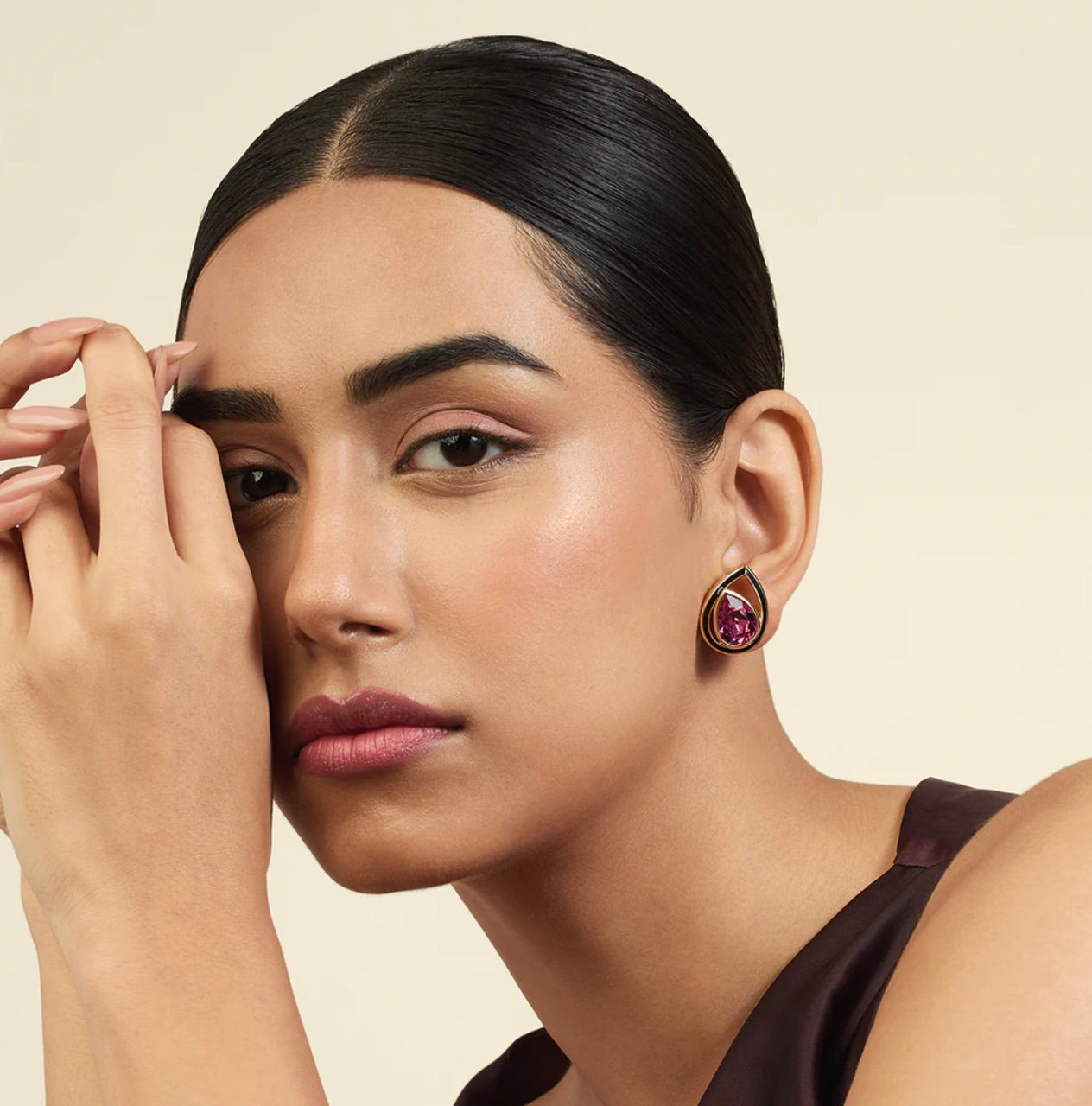 MARINE AMETHYST DROPS STUDS