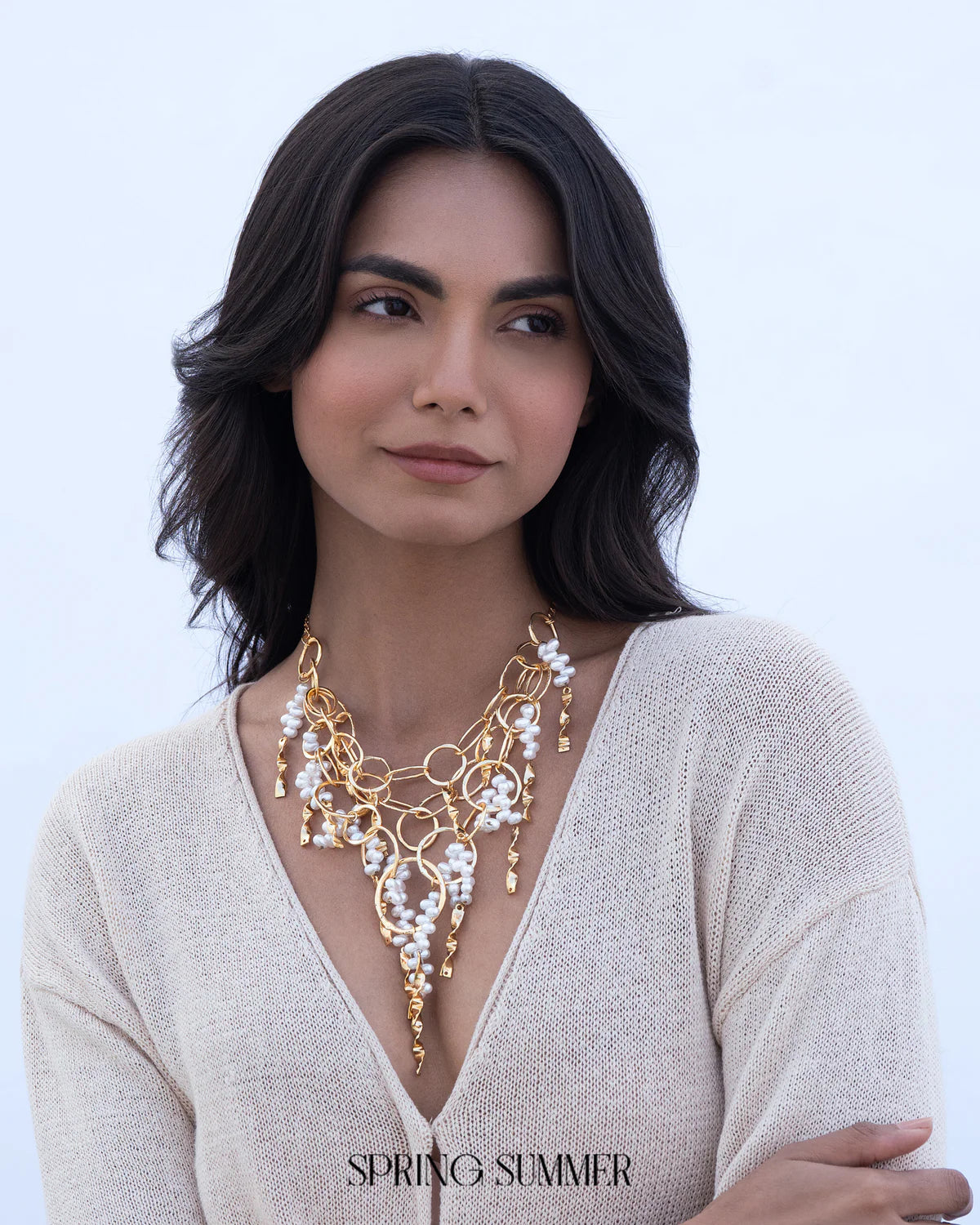 Swivel Pearl Fall Necklace