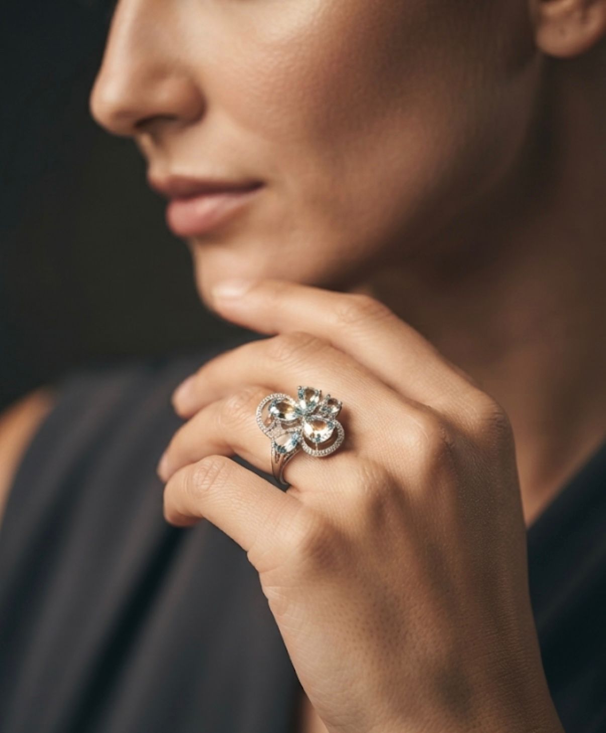 Trio ring - Blue Topaz