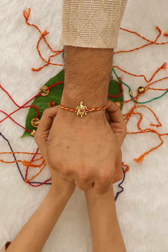 Turtle Rakhi Gold