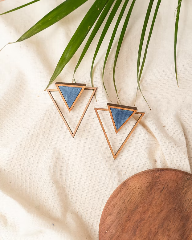 Two Look in One Blue Traingle earring