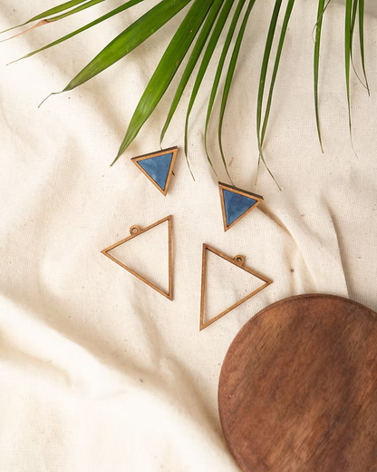 Two Look in One Blue Traingle earring