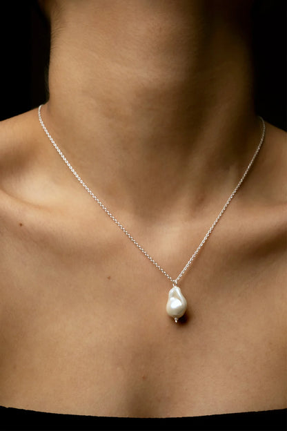 Uma Single Organic Pearl Pendant Necklace