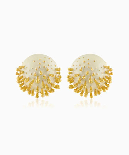 Vine Round Studs (White)