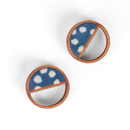 WHE Indigo Blue Repurposed Fabric and Wood Studs