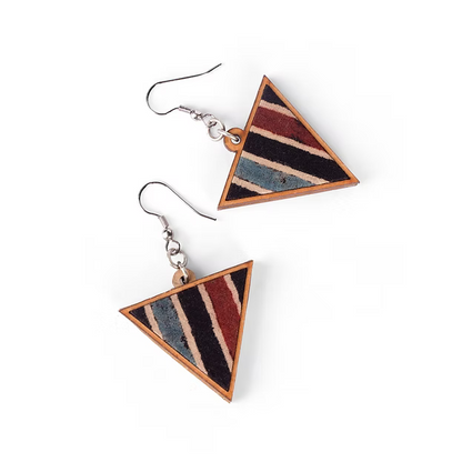 WHE Multicolor Ajrakh Repurposed Fabric and Wood Triangular Dangler