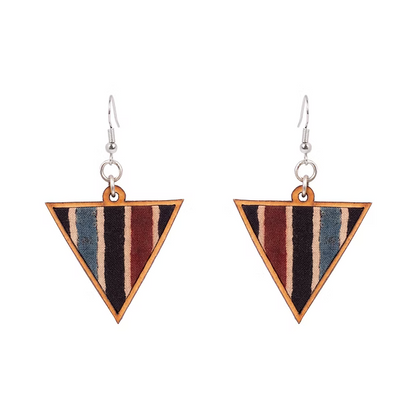 WHE Multicolor Ajrakh Repurposed Fabric and Wood Triangular Dangler