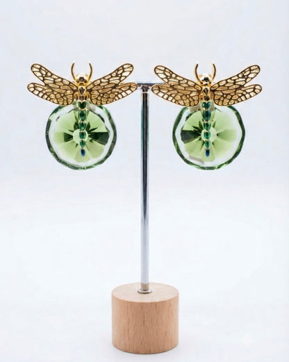 Yōsei Emerald Dragonfly Earrings