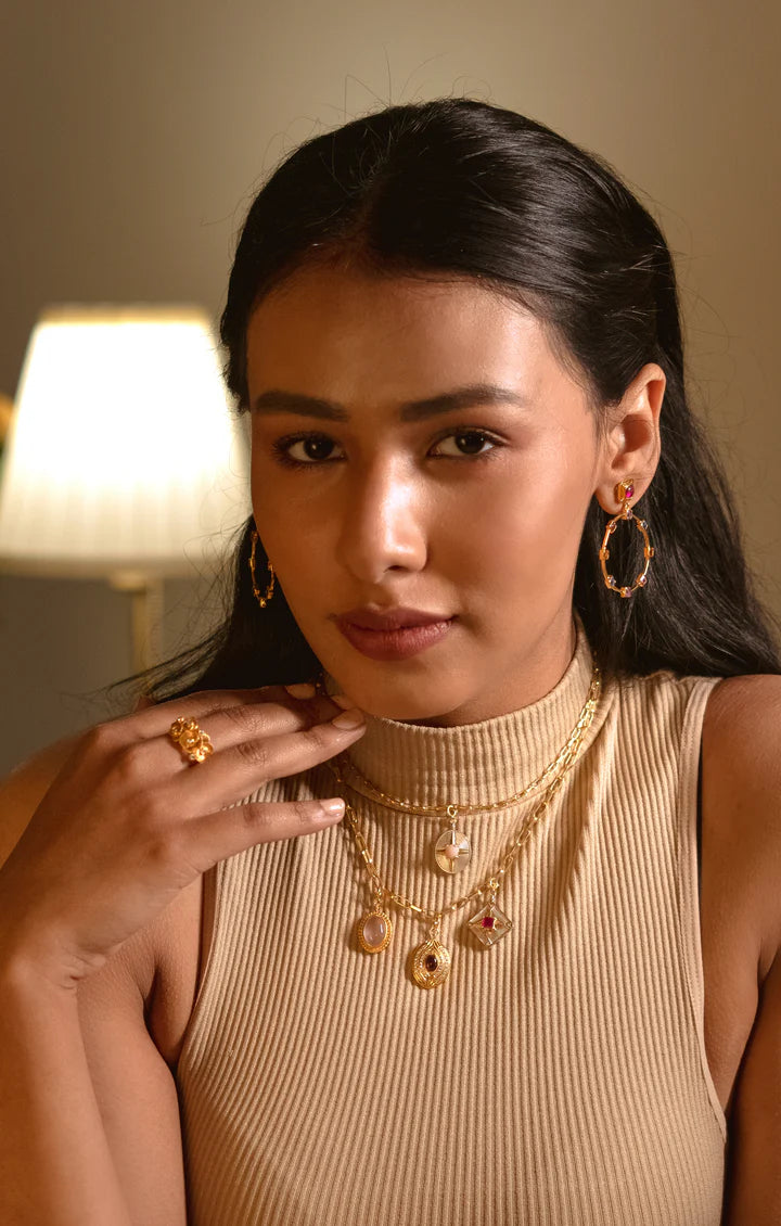 Zoie Multi Gemstone Hoop Earring