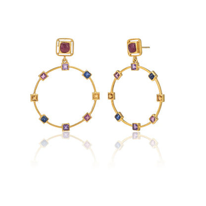 Zoie Multi Gemstone Hoop Earring
