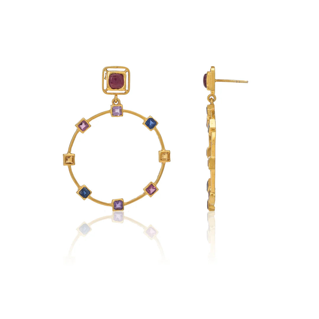 Zoie Multi Gemstone Hoop Earring