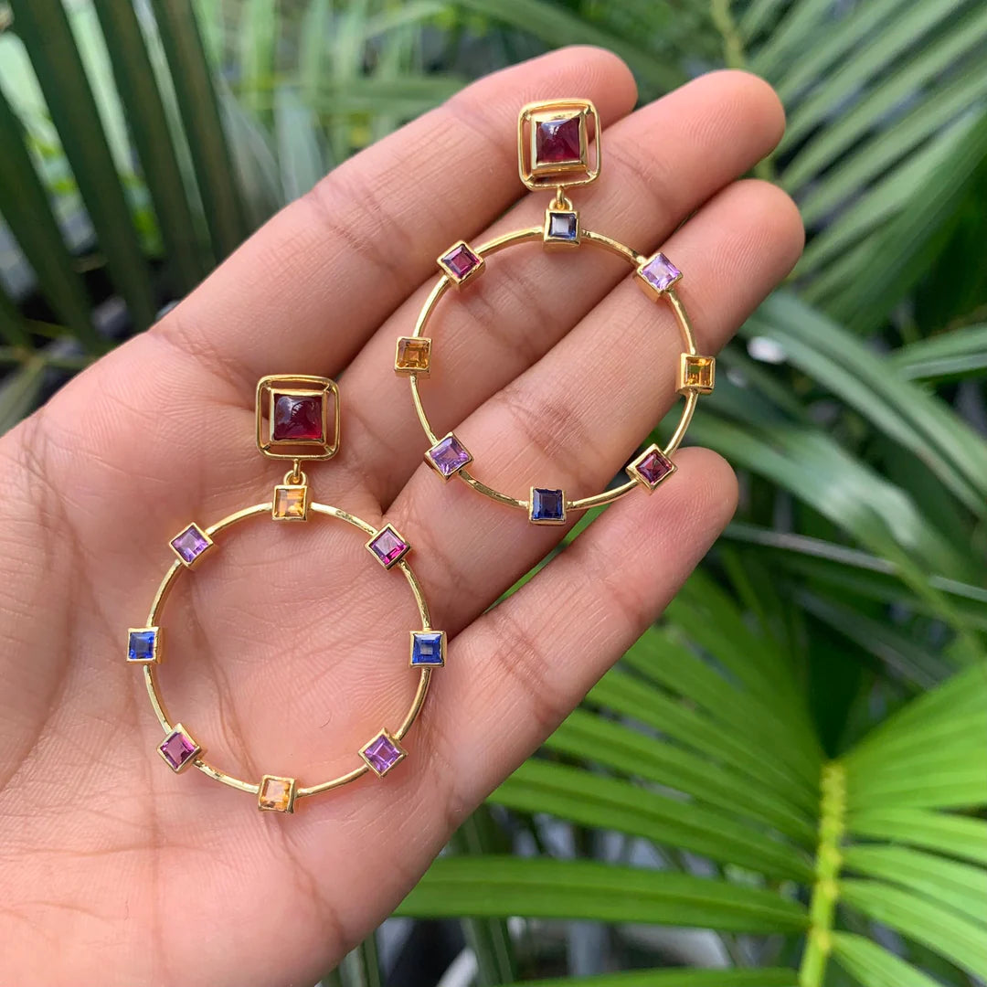 Zoie Multi Gemstone Hoop Earring