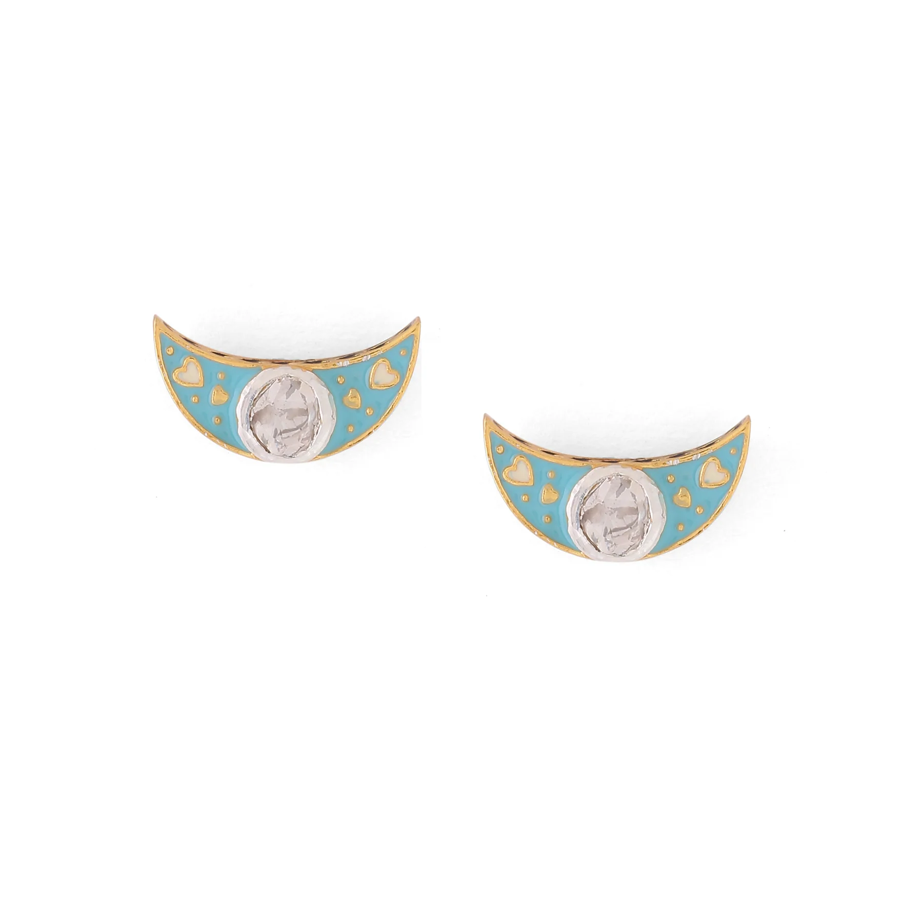 CRESCENT POLKI STUDS