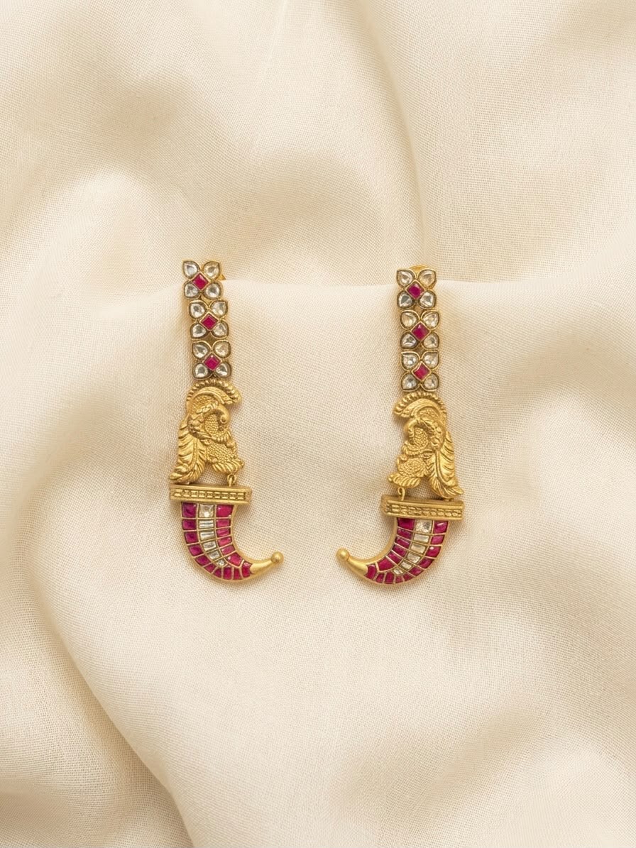 The Regal Crimson Tusk Earrings