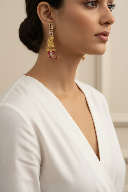 The Regal Crimson Tusk Earrings