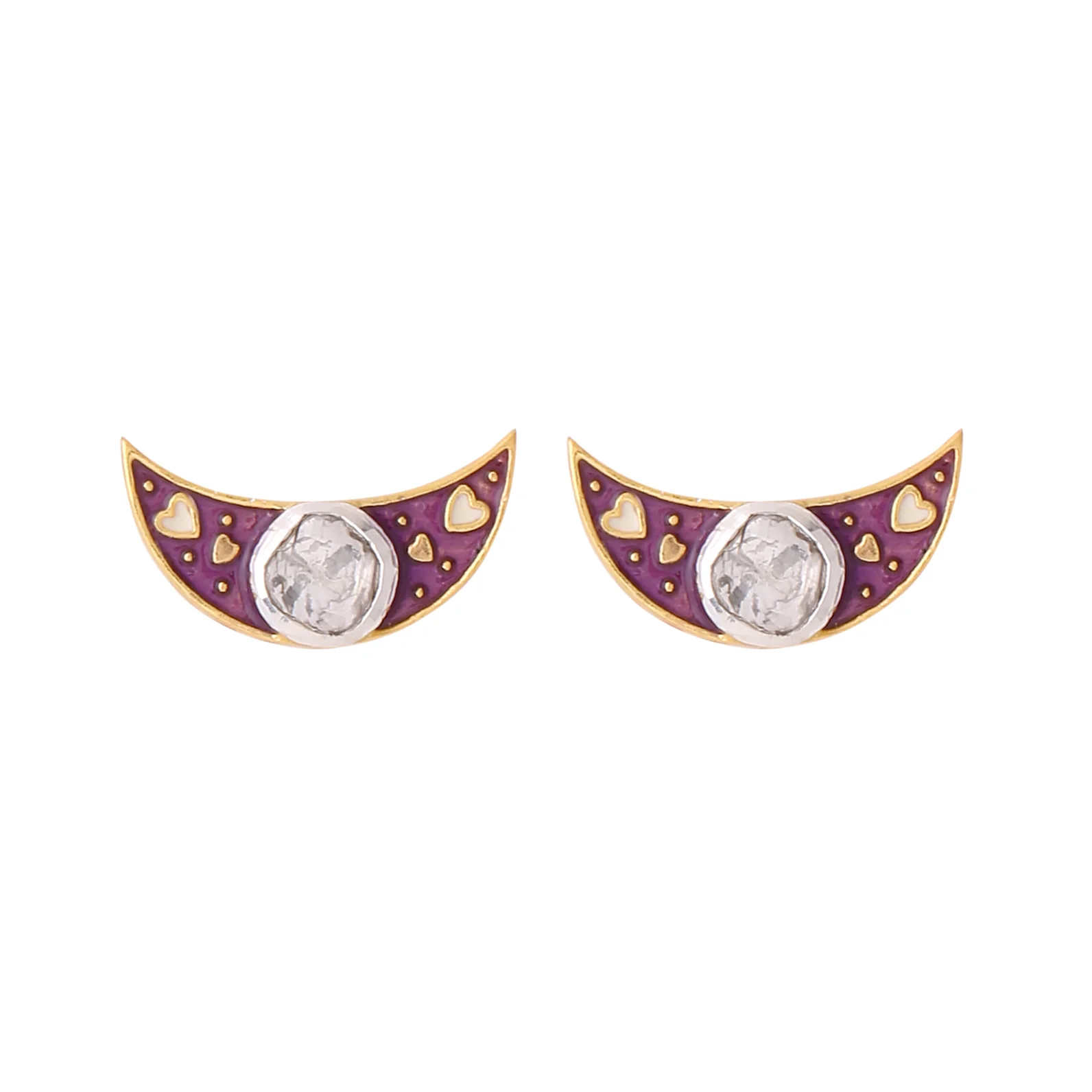 CRESCENT POLKI STUDS