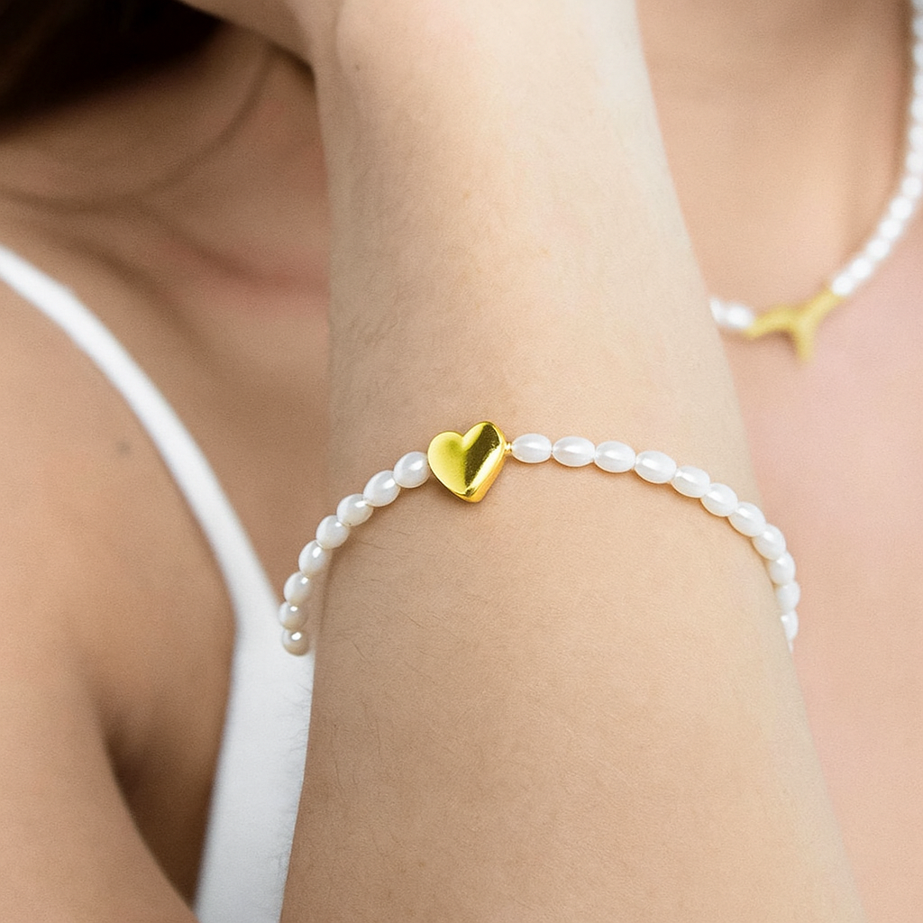 Bubble Heart Pearl Bracelet