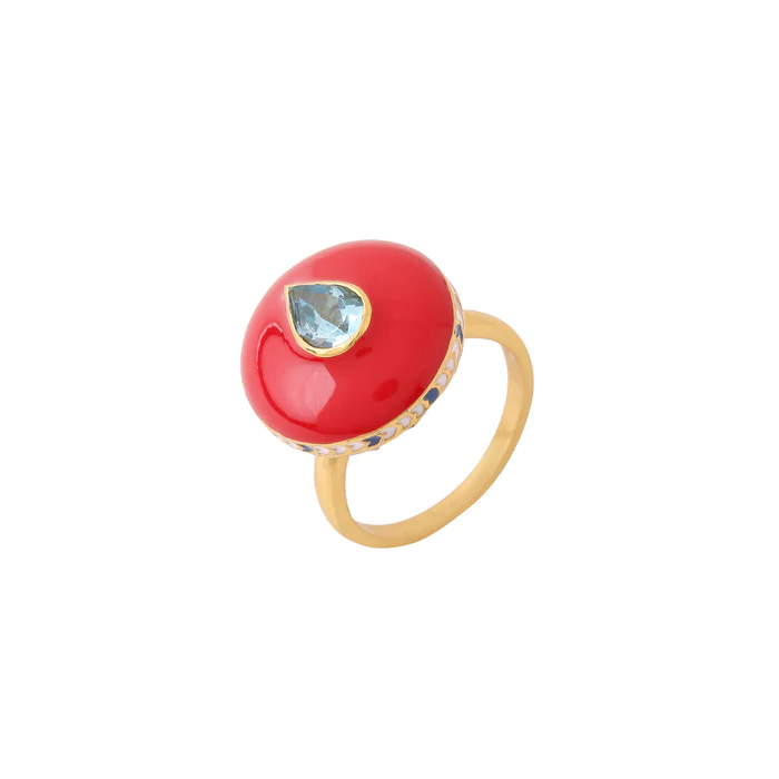 PARAKEET RING - CRIMSON & SOFT PINK
