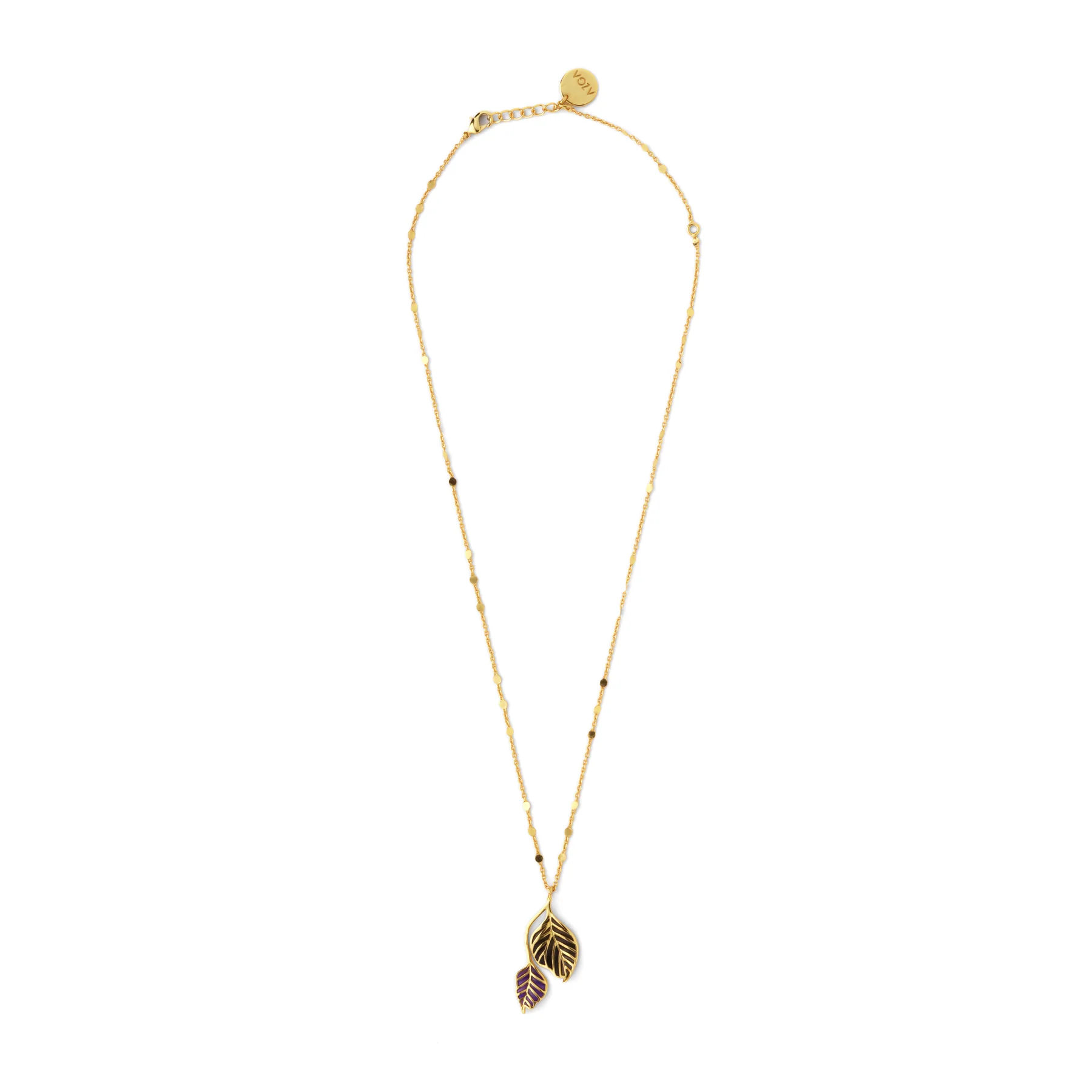 LEAF NECKCHAIN - AMETHYST AND SMOKY
