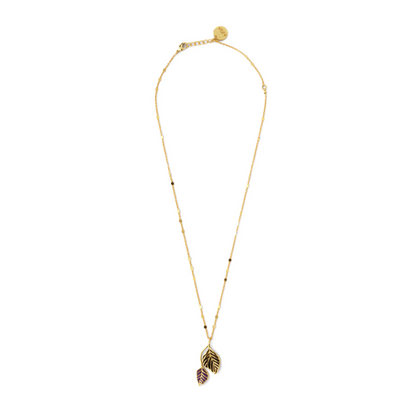 LEAF NECKCHAIN - AMETHYST AND SMOKY