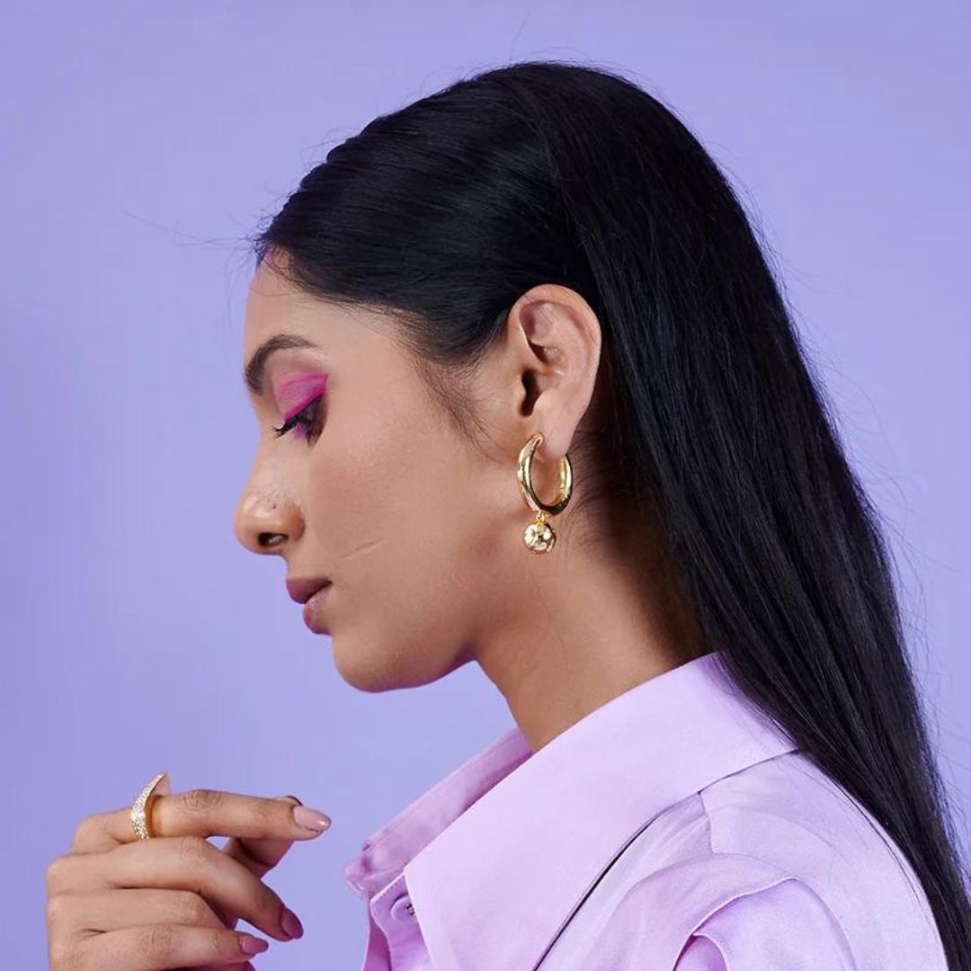 Crushed Bubble Gold Hoops