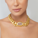 Load image into Gallery viewer, VANI KAPOOR IN GAME CHANGER LINK NECKLACE WITH ROSE QUARTZ
