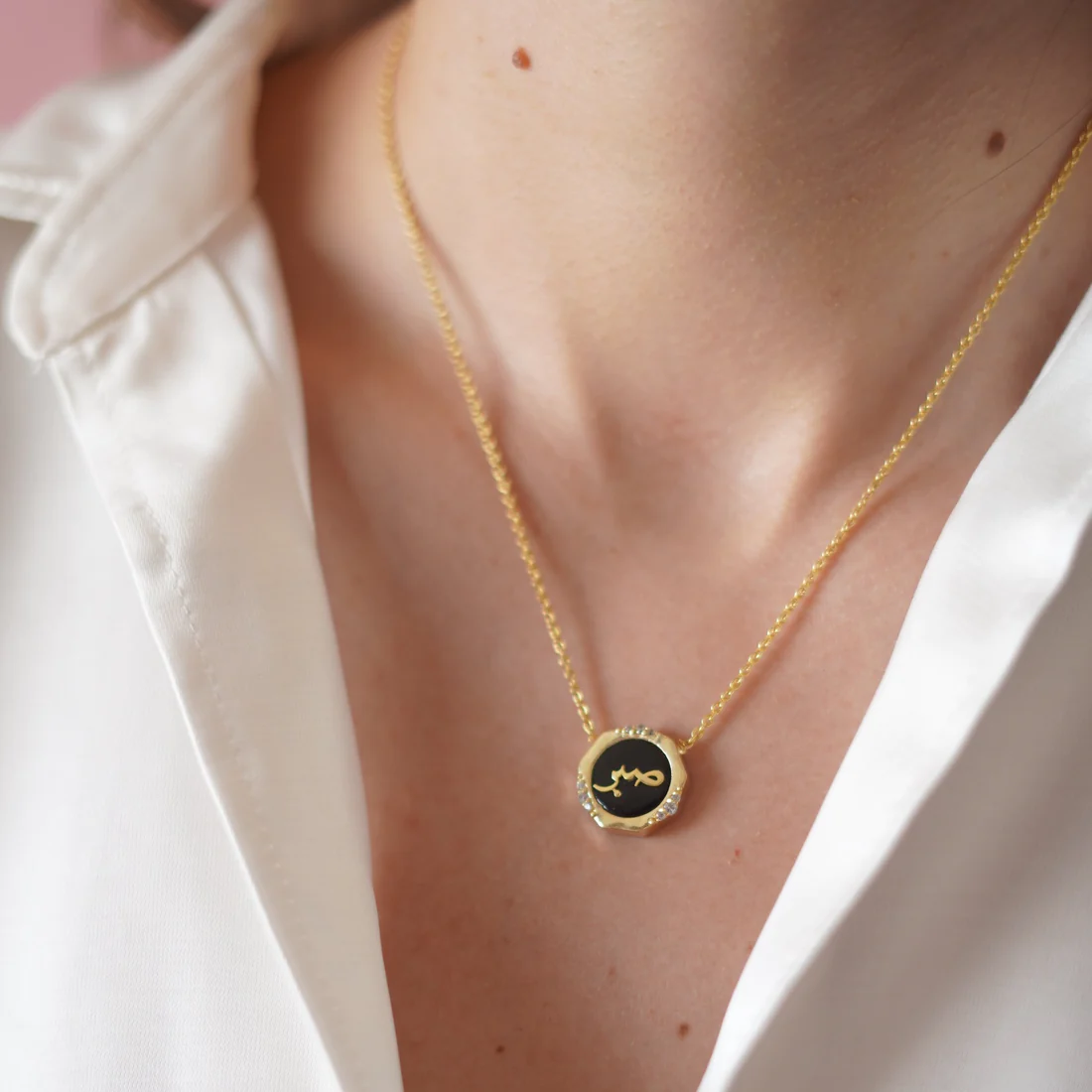 SABR BLACK ONYX STUDDED NECKLACE