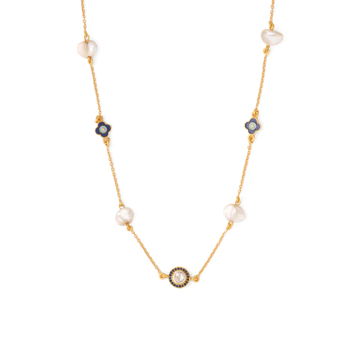 CLASSIC POLKI AND PEARL NECKCHAIN