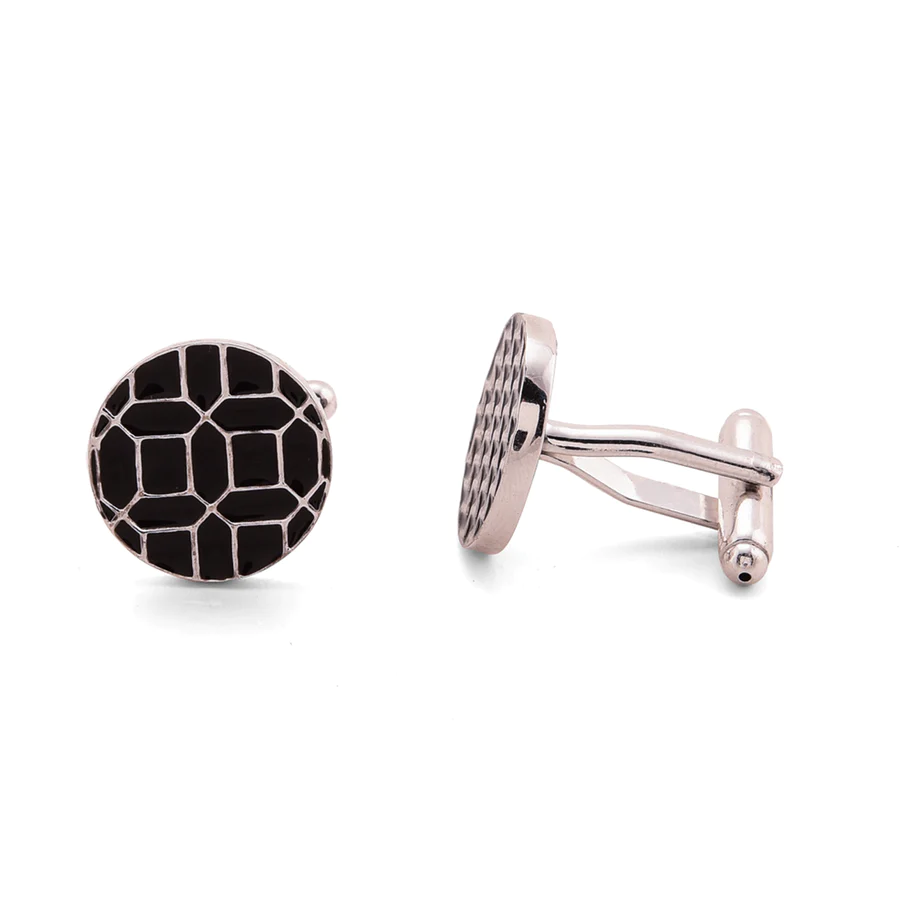 GEOMETRY CUFFLINKS - BLACK WHITE GOLD