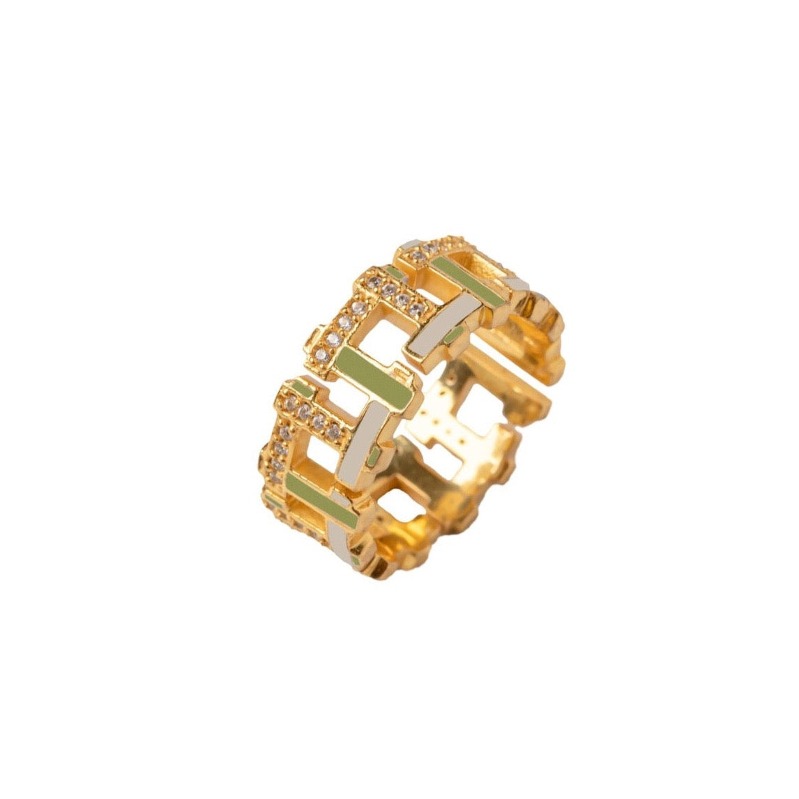 Olive Green Hashtag Ring