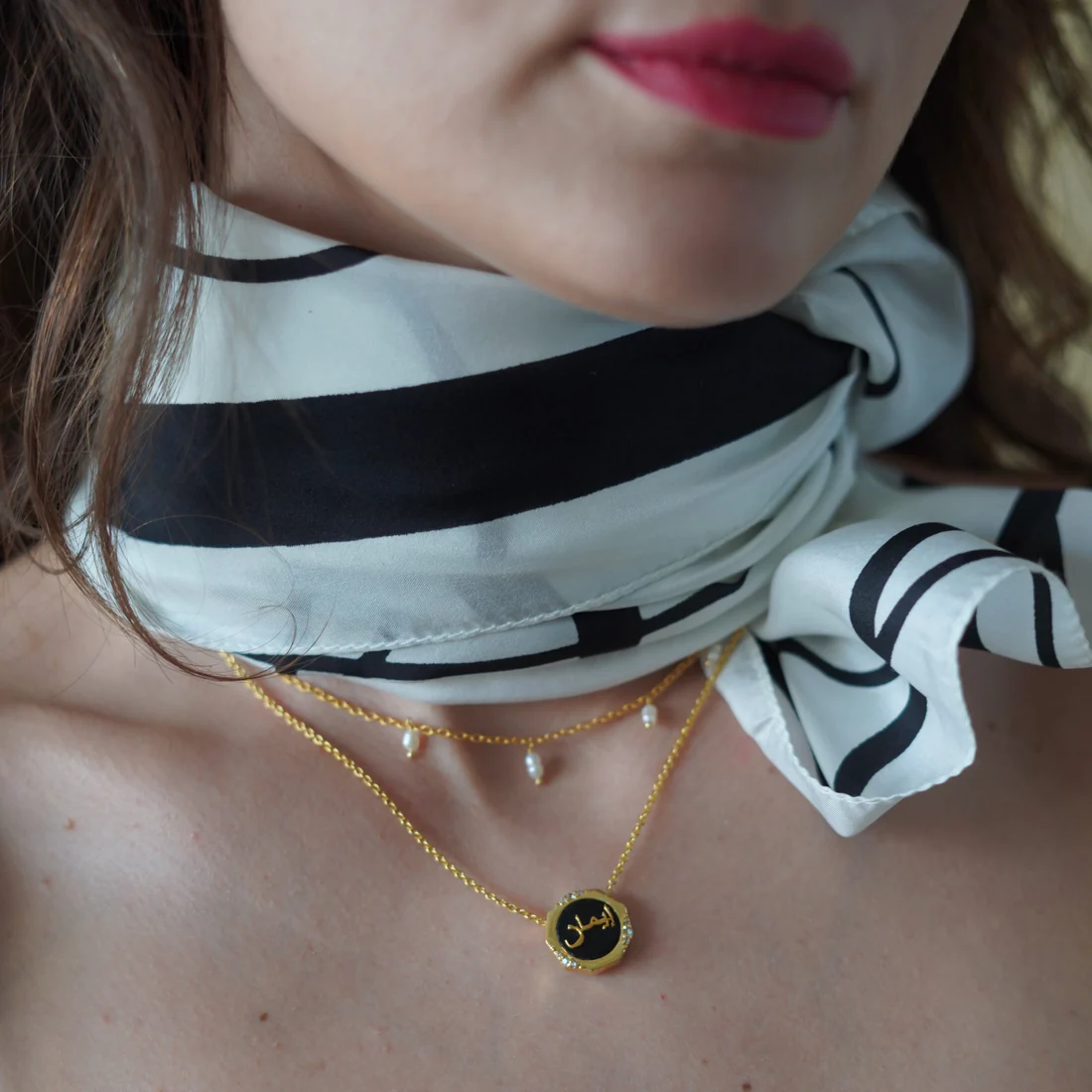 FAITH BLACK ONYX STUDDED NECKLACE